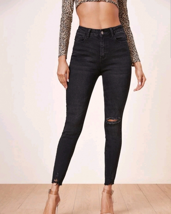 High waist Ripped Skinny Jeans