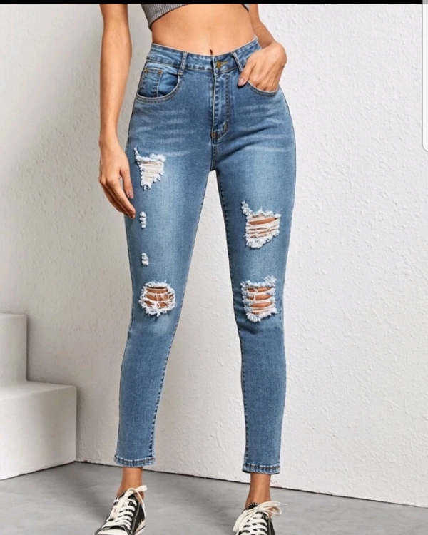 High Waist, High Strech Slant Pocket Pocket Jeans