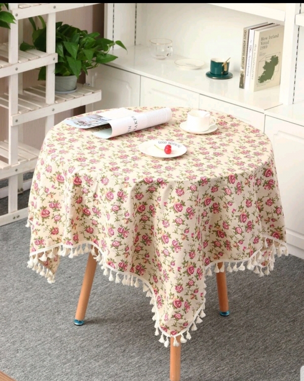 Flower Print Tassel Decor table Cloth