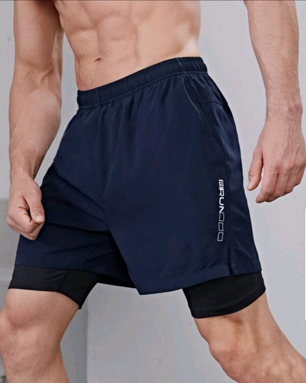 Men 2 in one letter Graphic sports shorts