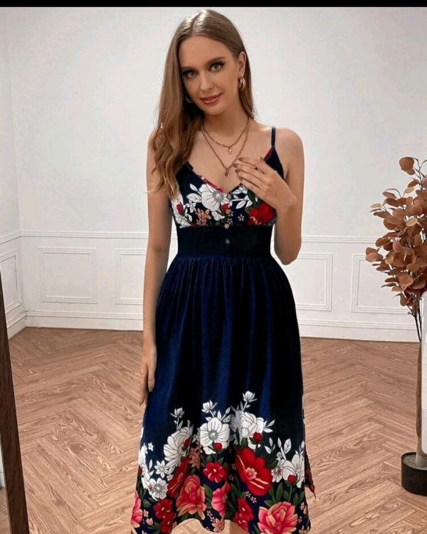 Button front Floral Cami dress