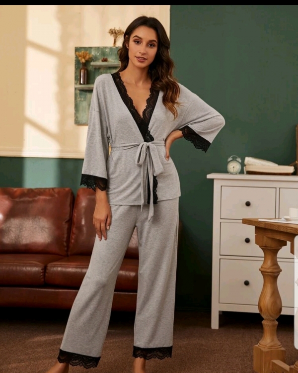 Lace Panel Pajama set