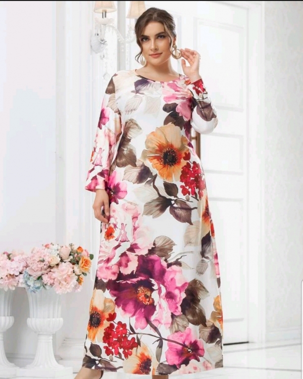 Floral Print Ruched Neck Maxi dress