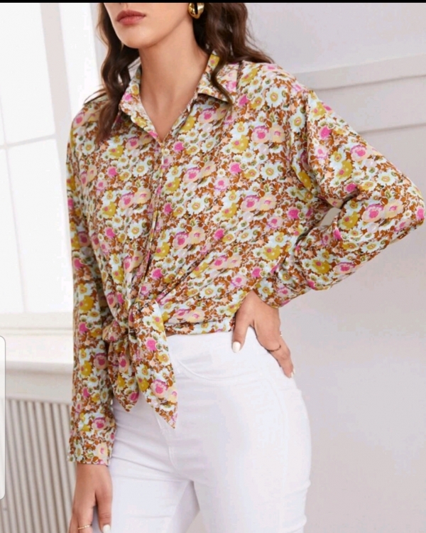 Floral Print button front blouse