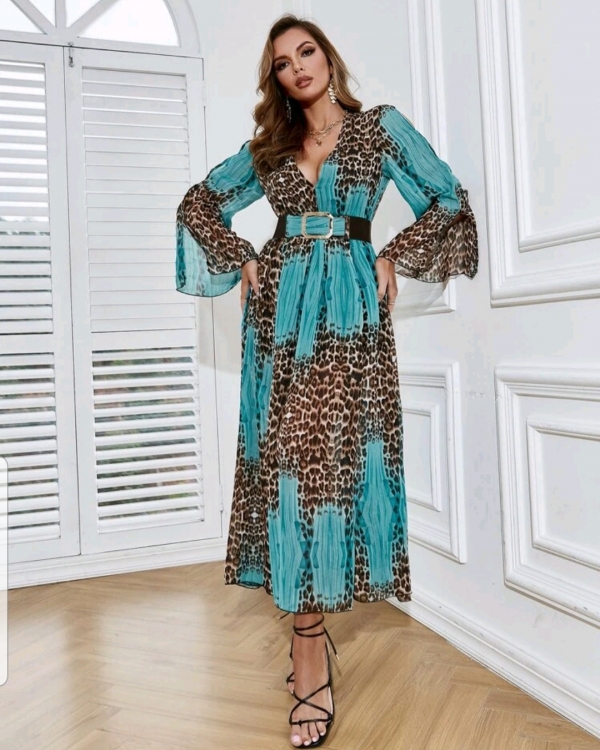 Glamour cut out sleeve Leopard Print dress