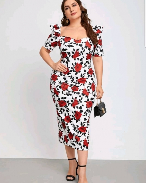 Sweetheart Neck Puff Sleeve Floral Milkmaid Dress
