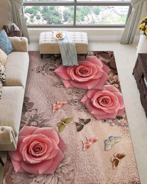 Butterfly and floral print carpet